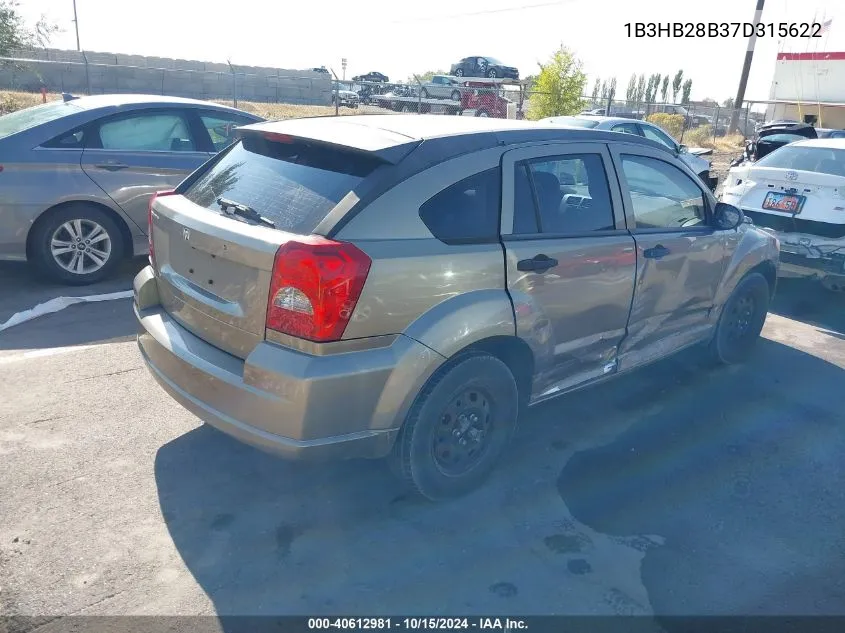 2007 Dodge Caliber VIN: 1B3HB28B37D315622 Lot: 40612981