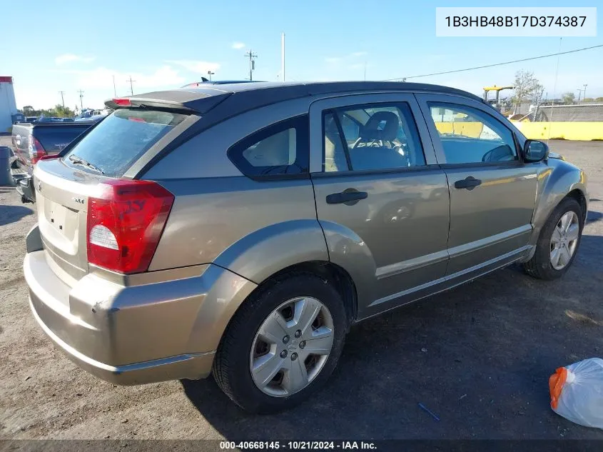 2007 Dodge Caliber Sxt VIN: 1B3HB48B17D374387 Lot: 40668145