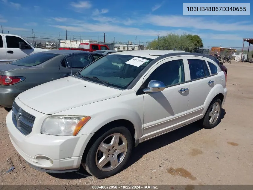 2007 Dodge Caliber Sxt VIN: 1B3HB48B67D340655 Lot: 40672058