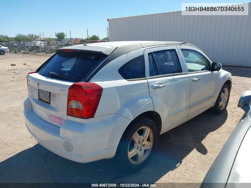 2007 Dodge Caliber Sxt VIN: 1B3HB48B67D340655 Lot: 40672058