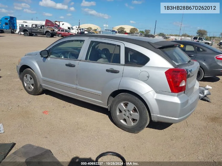 2007 Dodge Caliber VIN: 1B3HB28B67D262012 Lot: 40692237