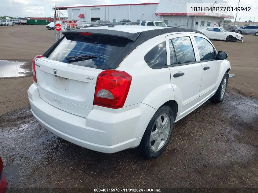 2007 Dodge Caliber Sxt VIN: 1B3HB48B77D149942 Lot: 40715970