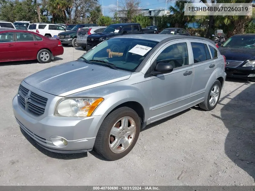 2007 Dodge Caliber Sxt VIN: 1B3HB48B67D260319 Lot: 40750690