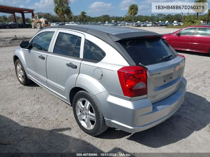 2007 Dodge Caliber Sxt VIN: 1B3HB48B67D260319 Lot: 40750690