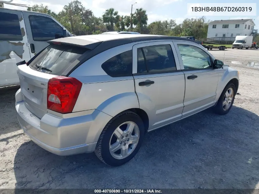 2007 Dodge Caliber Sxt VIN: 1B3HB48B67D260319 Lot: 40750690