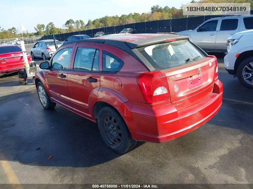 2007 Dodge Caliber Sxt VIN: 1B3HB48BX7D348189 Lot: 40758000