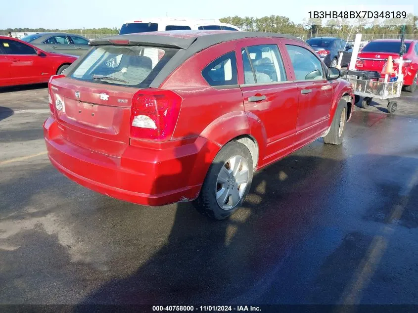 2007 Dodge Caliber Sxt VIN: 1B3HB48BX7D348189 Lot: 40758000