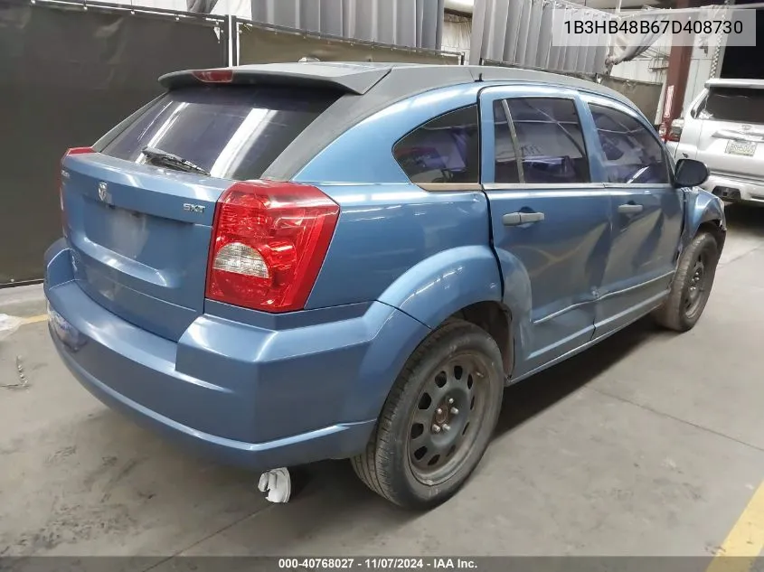 2007 Dodge Caliber Sxt VIN: 1B3HB48B67D408730 Lot: 40768027