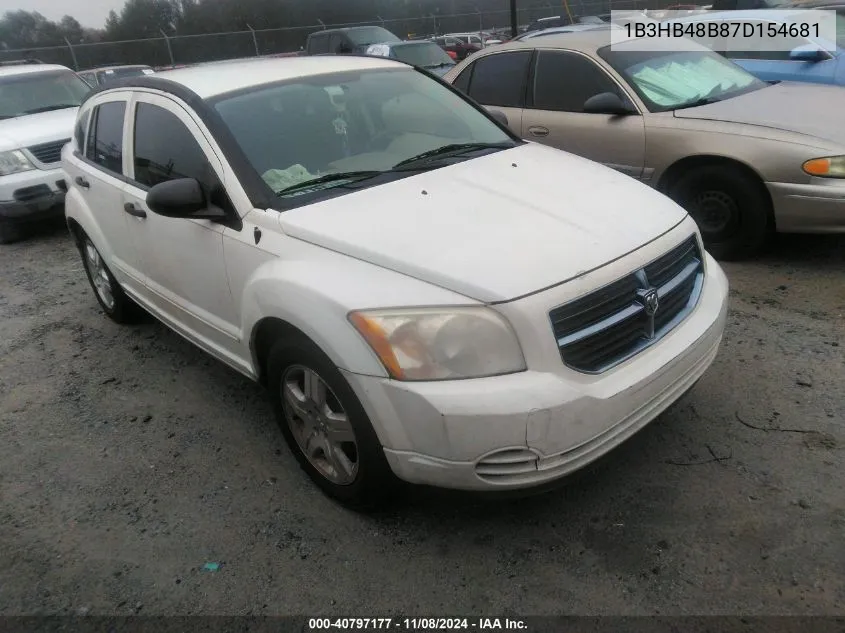 2007 Dodge Caliber Sxt VIN: 1B3HB48B87D154681 Lot: 40797177