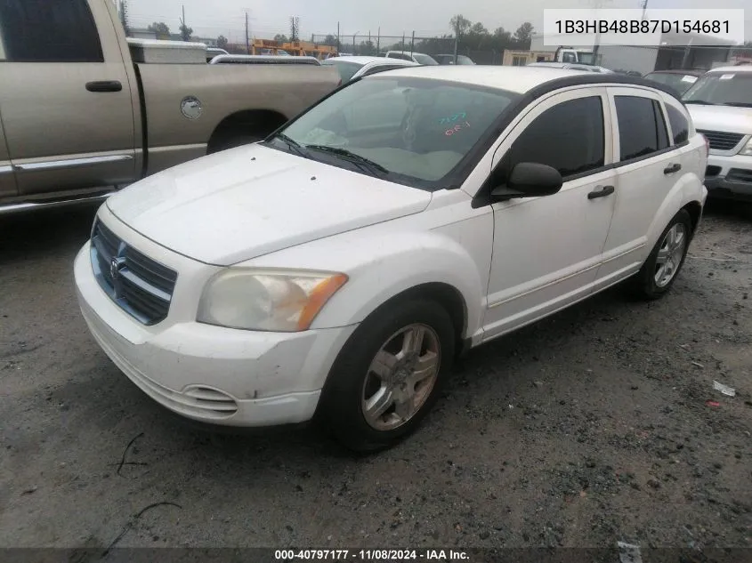 2007 Dodge Caliber Sxt VIN: 1B3HB48B87D154681 Lot: 40797177