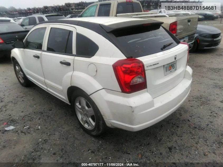 2007 Dodge Caliber Sxt VIN: 1B3HB48B87D154681 Lot: 40797177