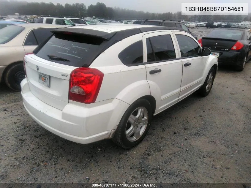 2007 Dodge Caliber Sxt VIN: 1B3HB48B87D154681 Lot: 40797177