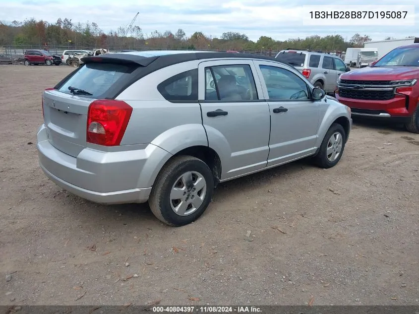 2007 Dodge Caliber VIN: 1B3HB28B87D195087 Lot: 40804397