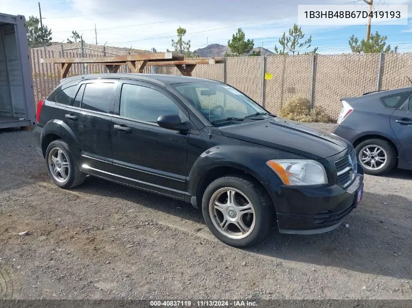 2007 Dodge Caliber Sxt VIN: 1B3HB48B67D419193 Lot: 40837119