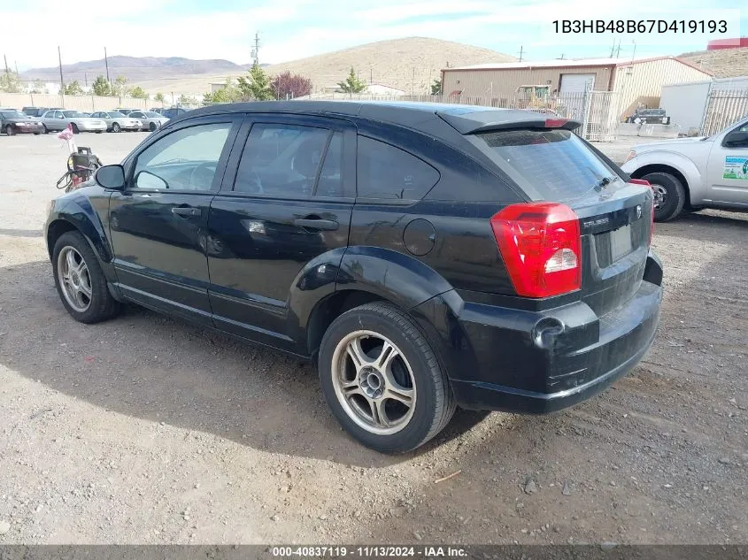 2007 Dodge Caliber Sxt VIN: 1B3HB48B67D419193 Lot: 40837119