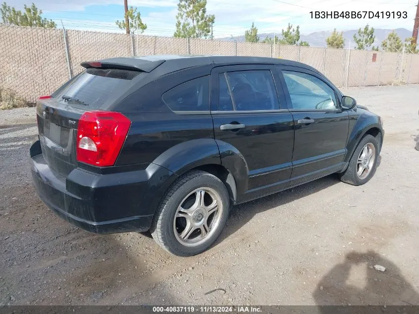 2007 Dodge Caliber Sxt VIN: 1B3HB48B67D419193 Lot: 40837119