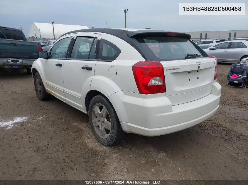 2008 Dodge Caliber Sxt VIN: 1B3HB48B28D600468 Lot: 12097606