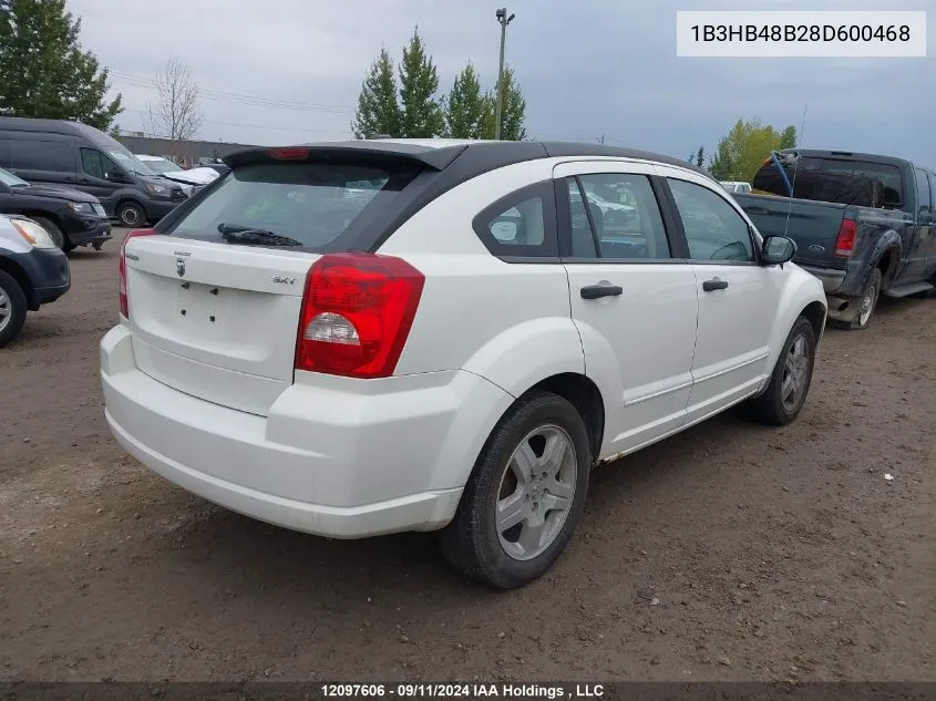 2008 Dodge Caliber Sxt VIN: 1B3HB48B28D600468 Lot: 12097606