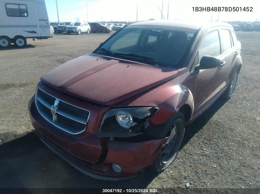 2008 Dodge Caliber Sxt VIN: 1B3HB48B78D501452 Lot: 30047192