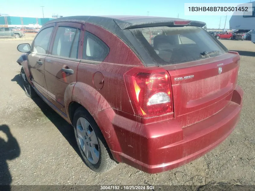 2008 Dodge Caliber Sxt VIN: 1B3HB48B78D501452 Lot: 30047192