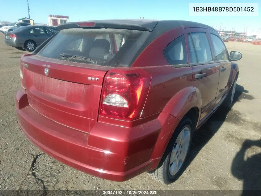 2008 Dodge Caliber Sxt VIN: 1B3HB48B78D501452 Lot: 30047192