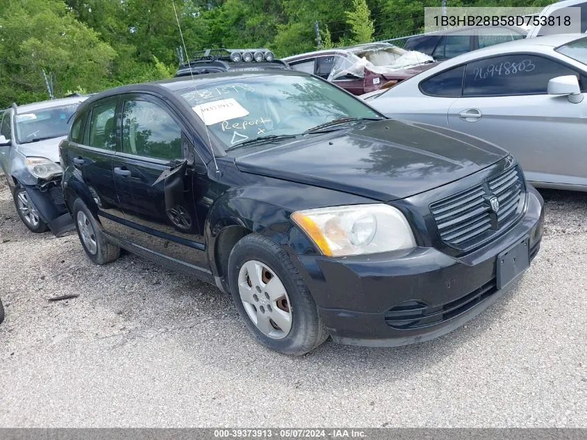 2008 Dodge Caliber Se VIN: 1B3HB28B58D753818 Lot: 39373913