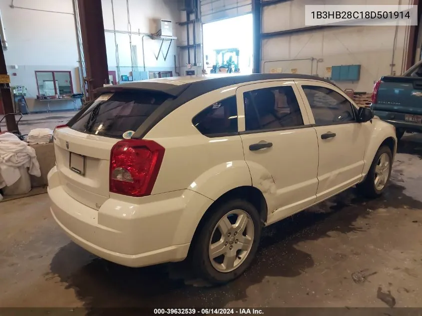 2008 Dodge Caliber Se VIN: 1B3HB28C18D501914 Lot: 39632539