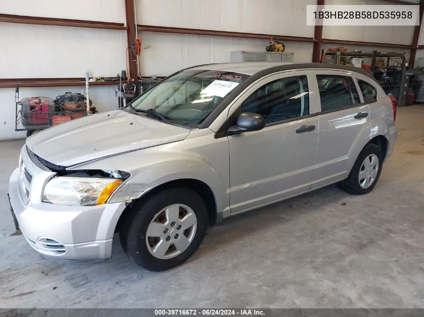 2008 Dodge Caliber Se VIN: 1B3HB28B58D535958 Lot: 39716672