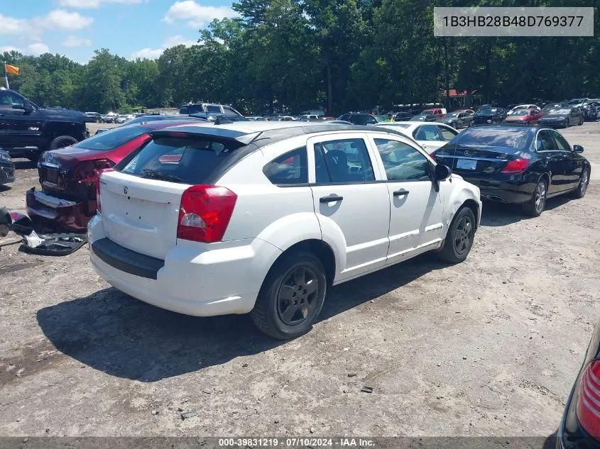 2008 Dodge Caliber Se VIN: 1B3HB28B48D769377 Lot: 39831219