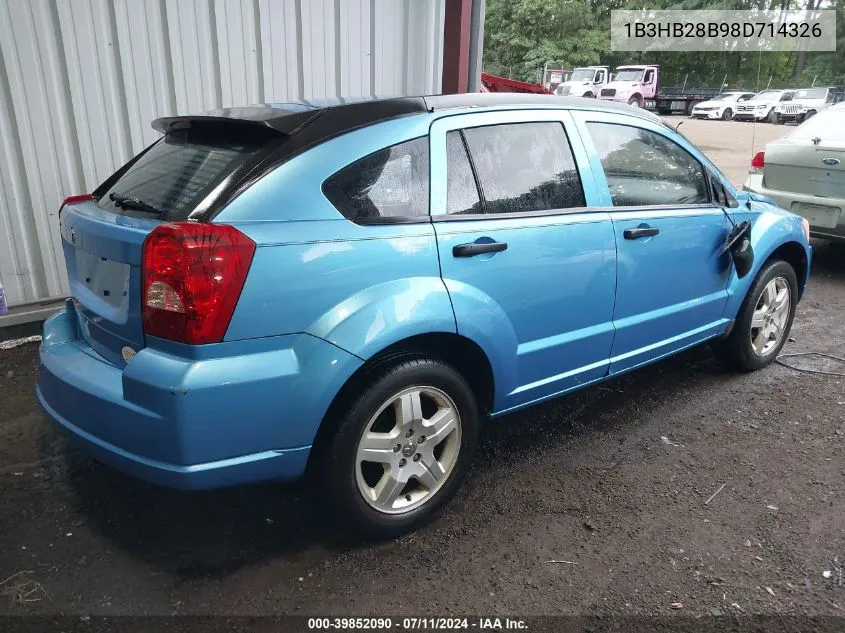 2008 Dodge Caliber Se VIN: 1B3HB28B98D714326 Lot: 39852090