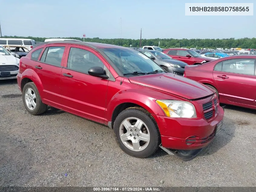 2008 Dodge Caliber Se VIN: 1B3HB28B58D758565 Lot: 39967164