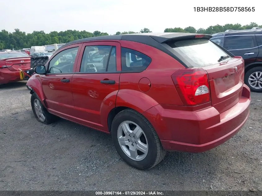 2008 Dodge Caliber Se VIN: 1B3HB28B58D758565 Lot: 39967164