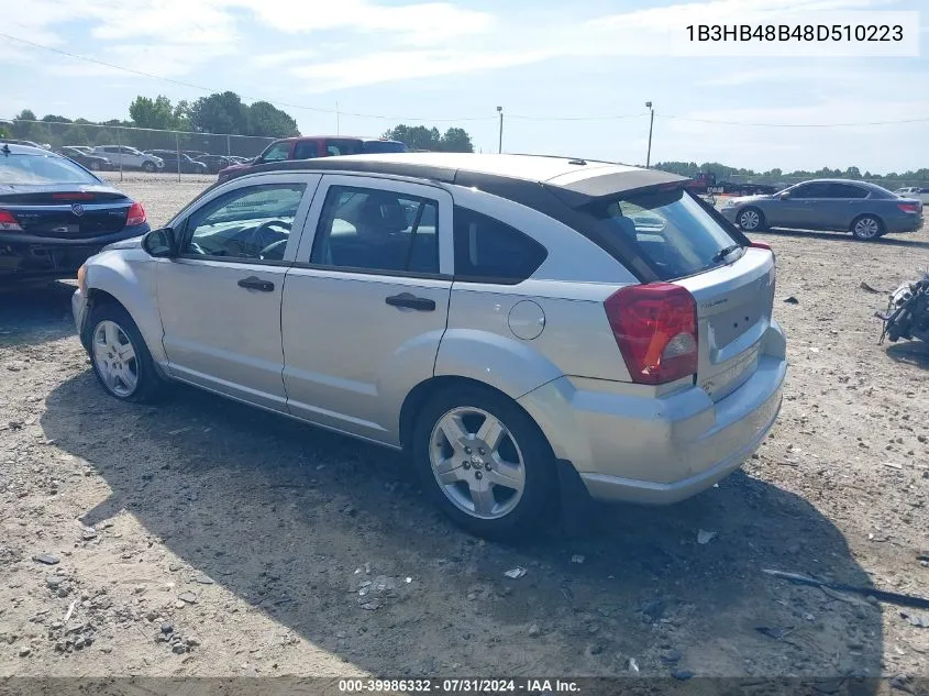 2008 Dodge Caliber Sxt VIN: 1B3HB48B48D510223 Lot: 39986332