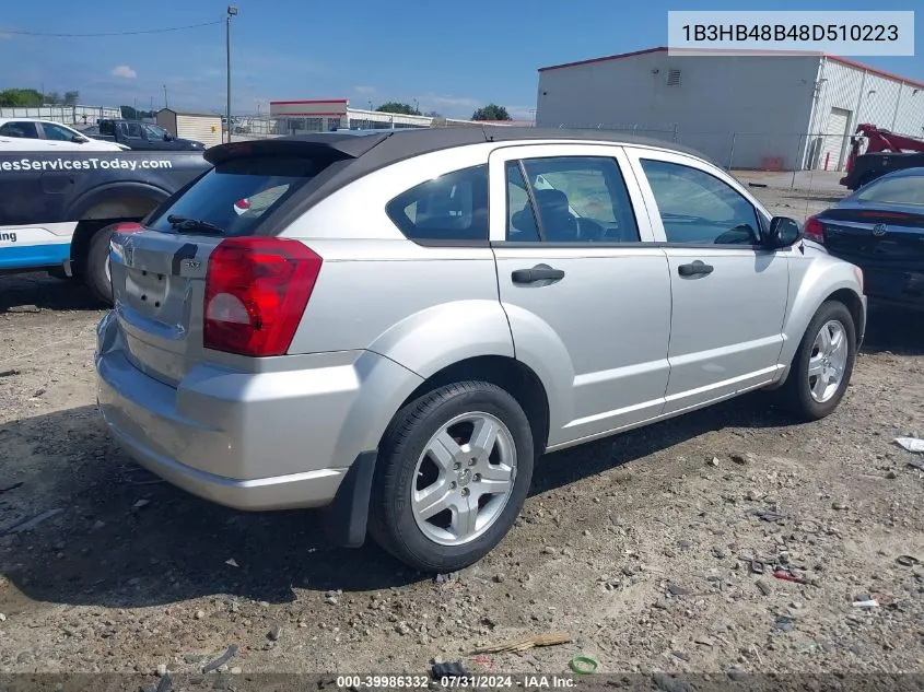 2008 Dodge Caliber Sxt VIN: 1B3HB48B48D510223 Lot: 39986332