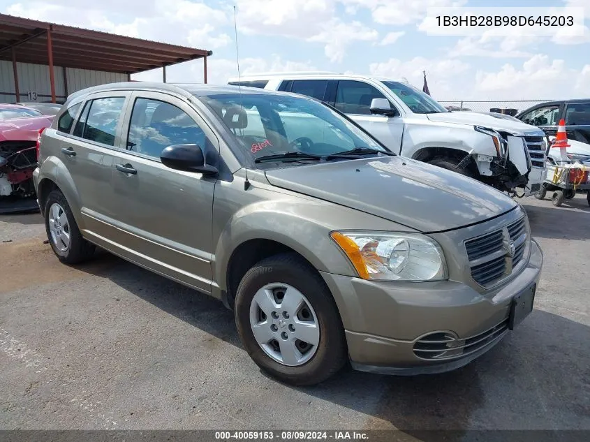 2008 Dodge Caliber Se VIN: 1B3HB28B98D645203 Lot: 40059153