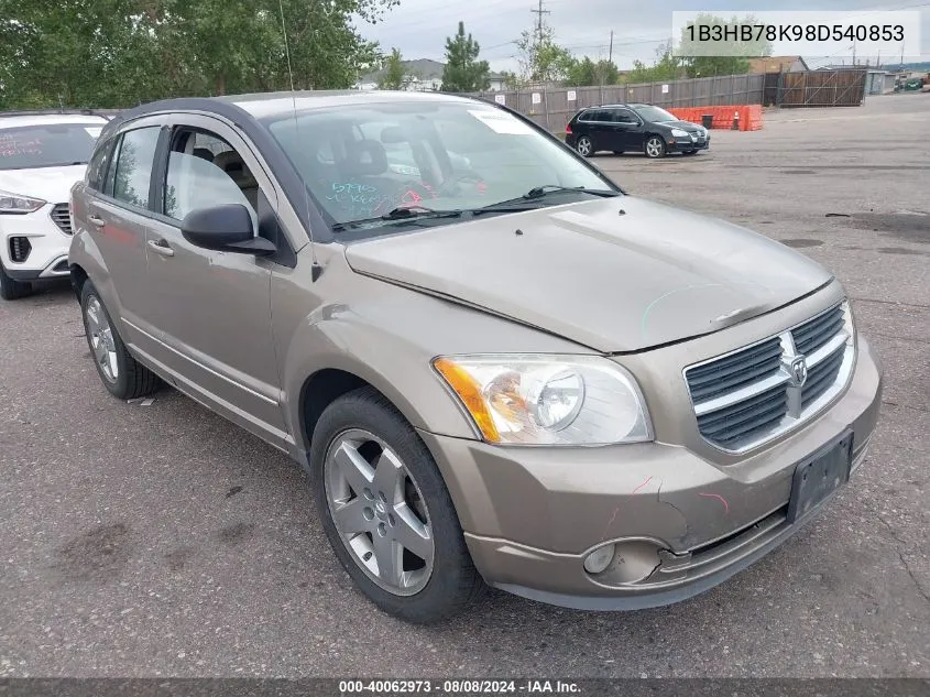 2008 Dodge Caliber R/T VIN: 1B3HB78K98D540853 Lot: 40062973