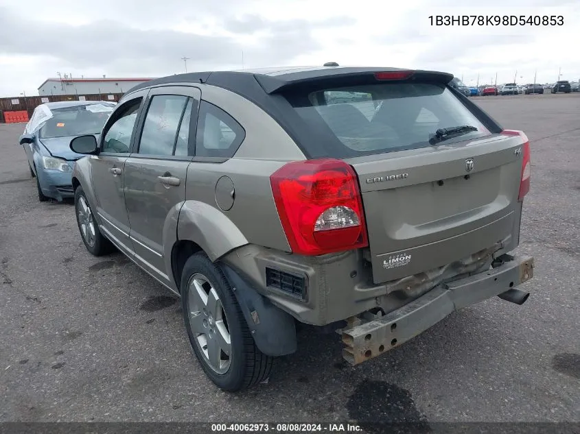 2008 Dodge Caliber R/T VIN: 1B3HB78K98D540853 Lot: 40062973