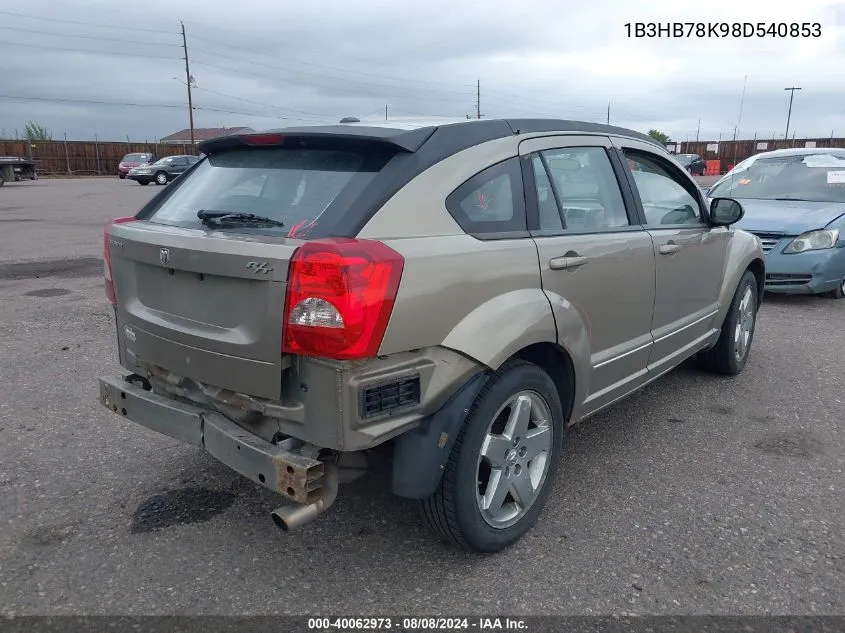 2008 Dodge Caliber R/T VIN: 1B3HB78K98D540853 Lot: 40062973