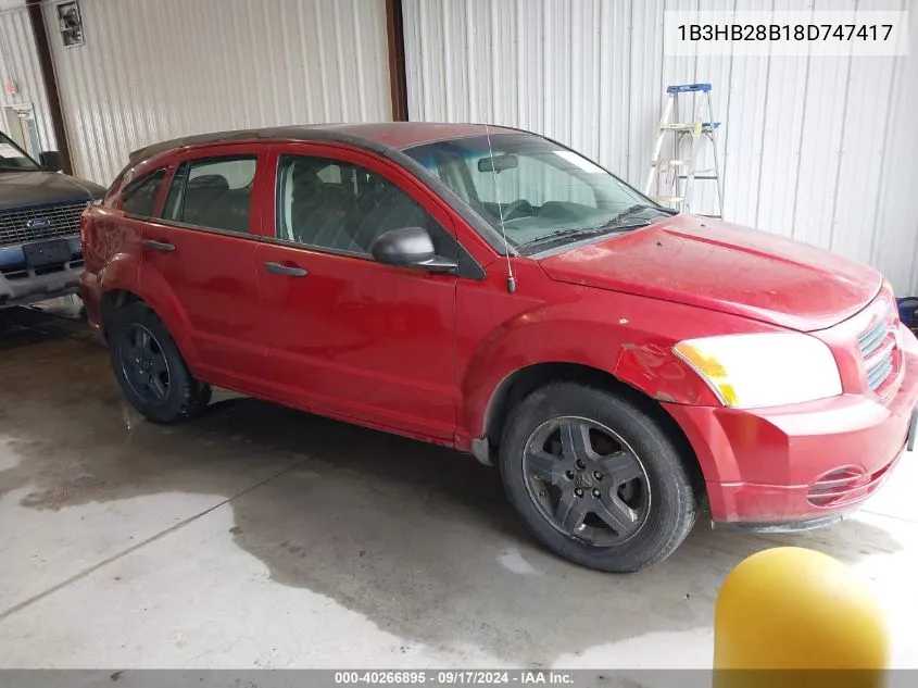 2008 Dodge Caliber Se VIN: 1B3HB28B18D747417 Lot: 40266895