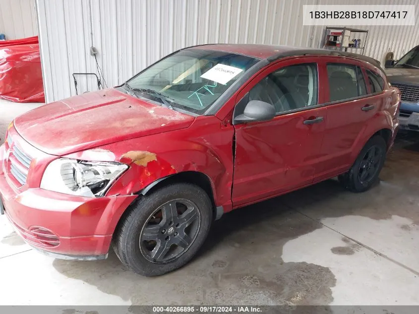 2008 Dodge Caliber Se VIN: 1B3HB28B18D747417 Lot: 40266895