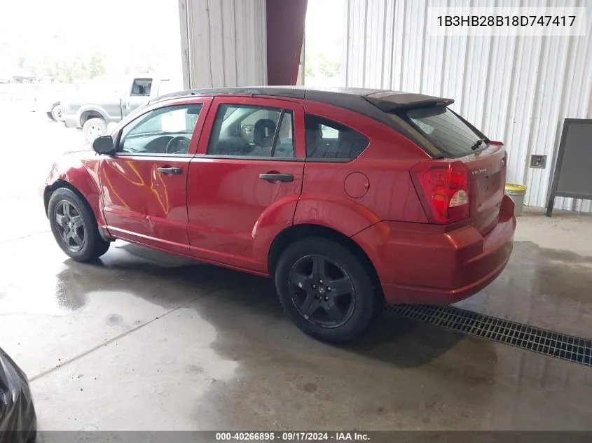 2008 Dodge Caliber Se VIN: 1B3HB28B18D747417 Lot: 40266895