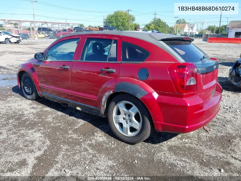 2008 Dodge Caliber Sxt VIN: 1B3HB48B68D610274 Lot: 40309436