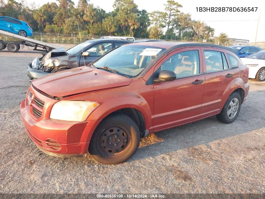 2008 Dodge Caliber Se VIN: 1B3HB28B78D636547 Lot: 40535108