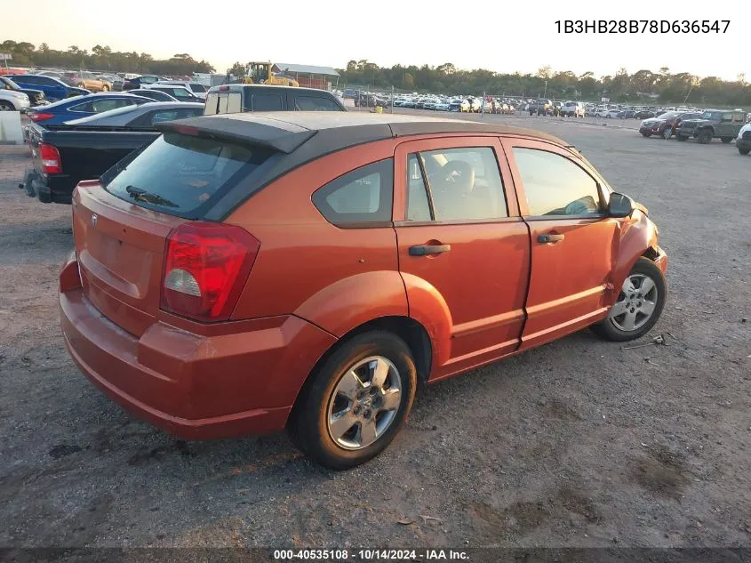 2008 Dodge Caliber Se VIN: 1B3HB28B78D636547 Lot: 40535108