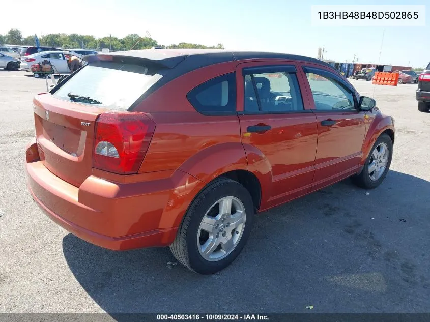 2008 Dodge Caliber Sxt VIN: 1B3HB48B48D502865 Lot: 40563416