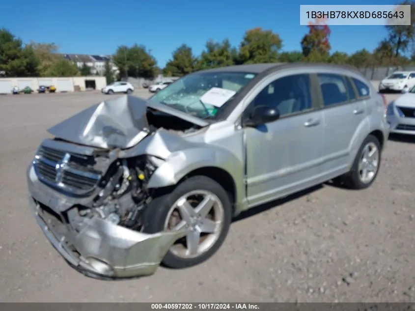 2008 Dodge Caliber R/T VIN: 1B3HB78KX8D685643 Lot: 40597202