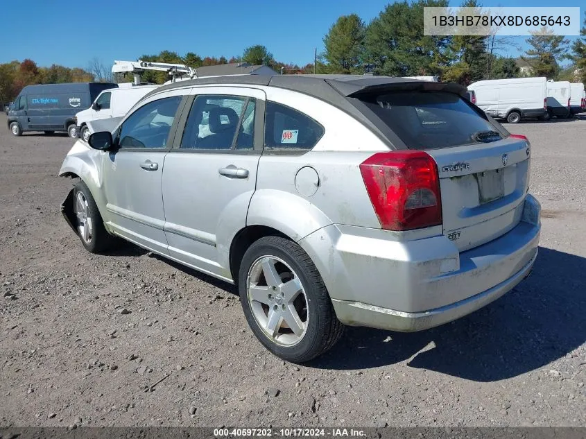 2008 Dodge Caliber R/T VIN: 1B3HB78KX8D685643 Lot: 40597202