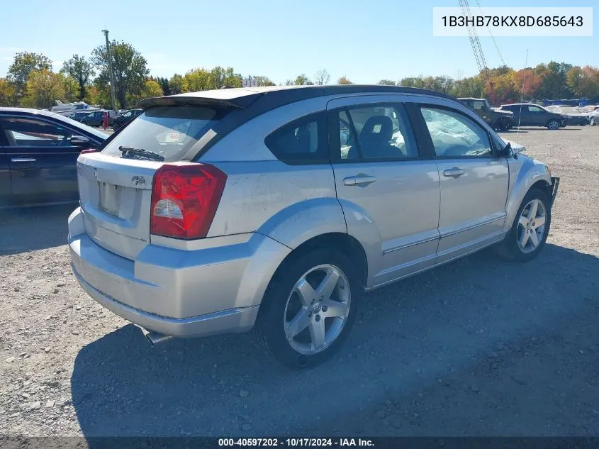 2008 Dodge Caliber R/T VIN: 1B3HB78KX8D685643 Lot: 40597202