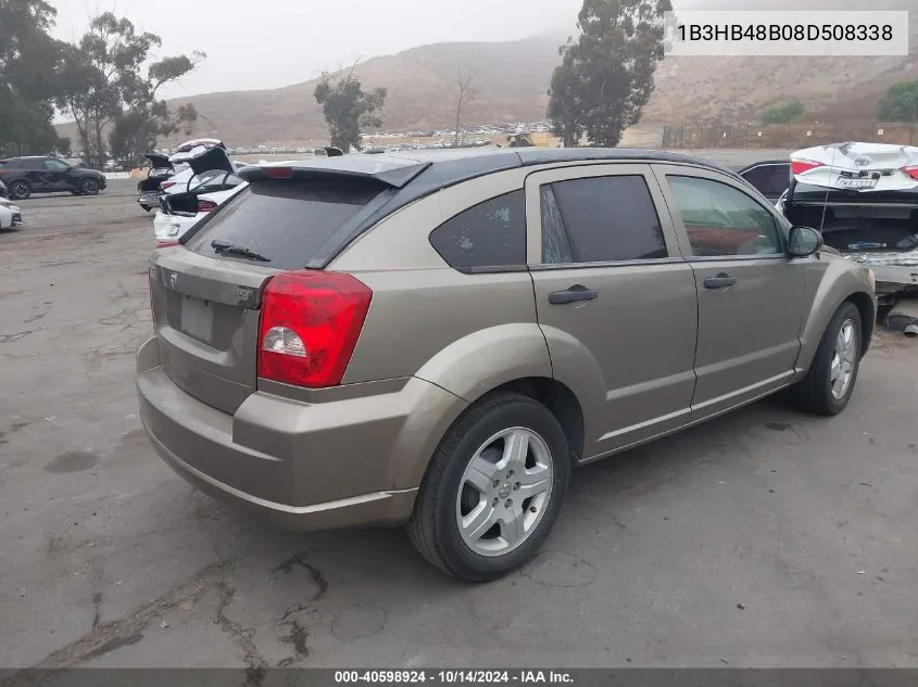 2008 Dodge Caliber Sxt VIN: 1B3HB48B08D508338 Lot: 40598924