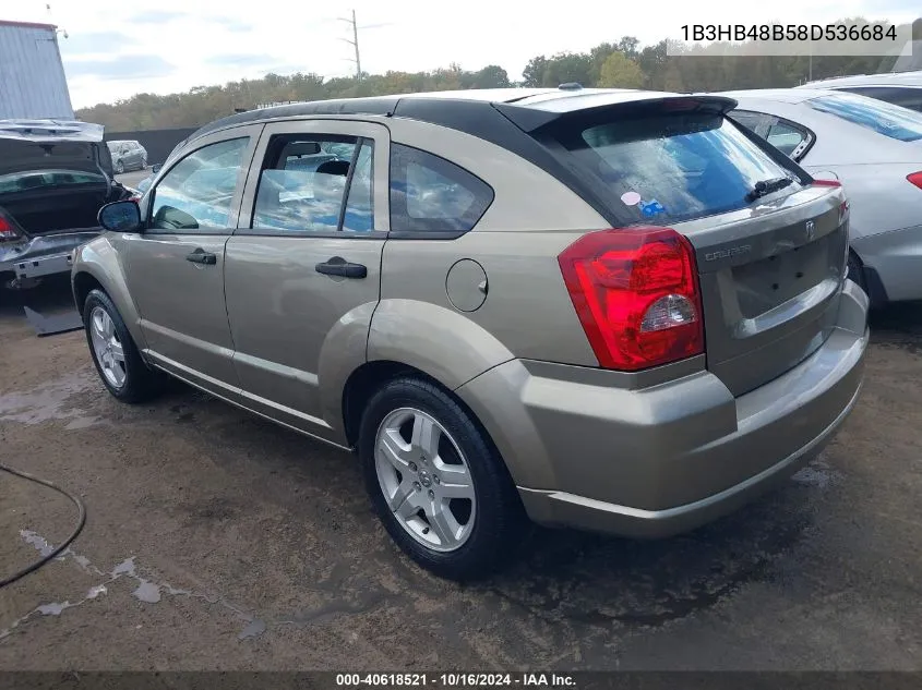 2008 Dodge Caliber Sxt VIN: 1B3HB48B58D536684 Lot: 40618521